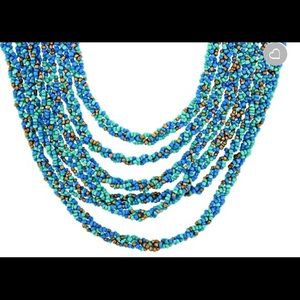 Paula Deen Jewelry green/blue/gold-tone necklace with lobster clasp. New in box.
